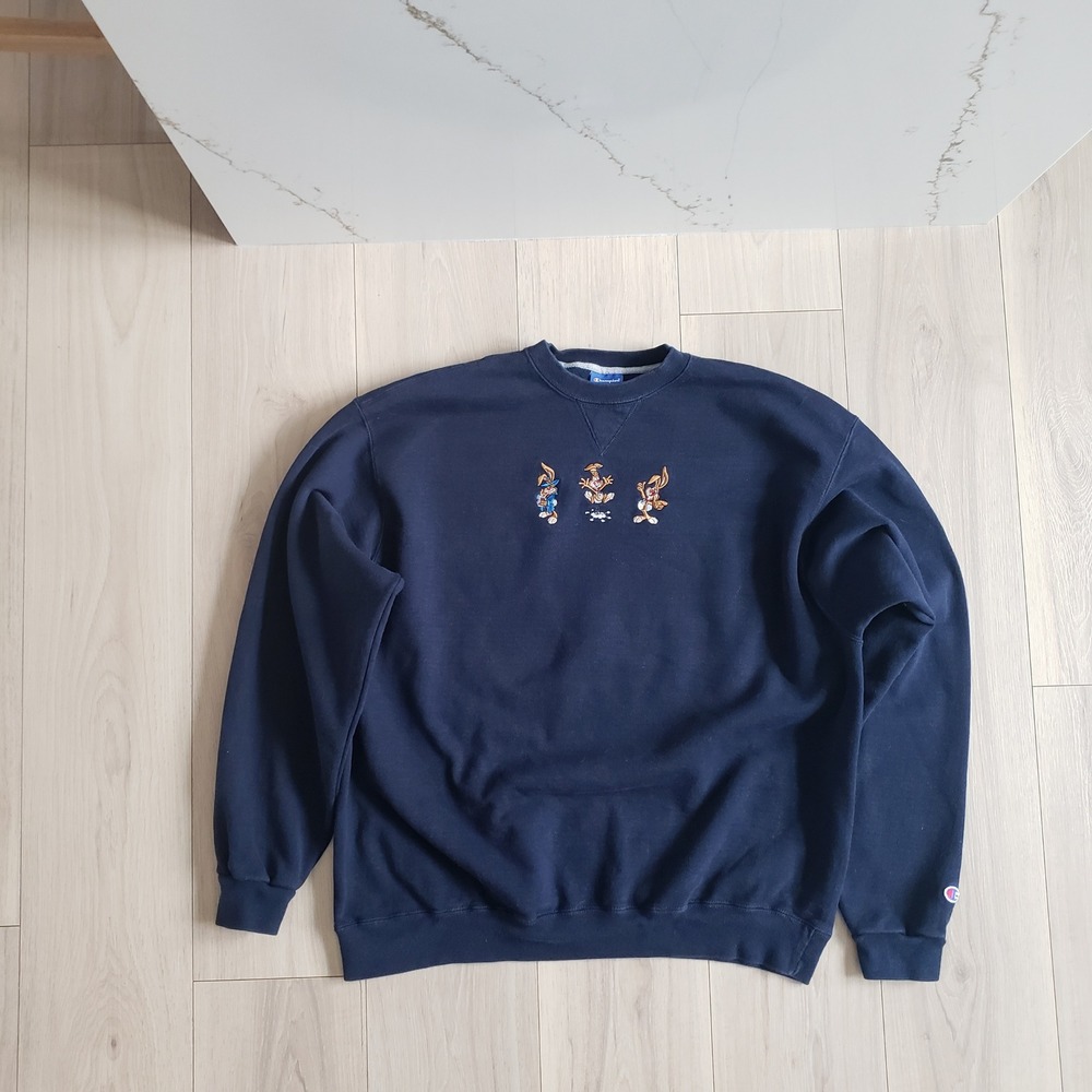 Vintage Champion‎ Sweater XXL Navy Blue Crew Athletic Apparel Sweatshirt